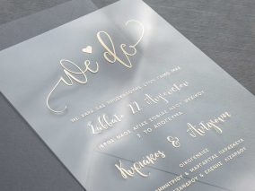 Προσκλητήρια Γάμου Διάφανο PVC με Χρυσοτυ